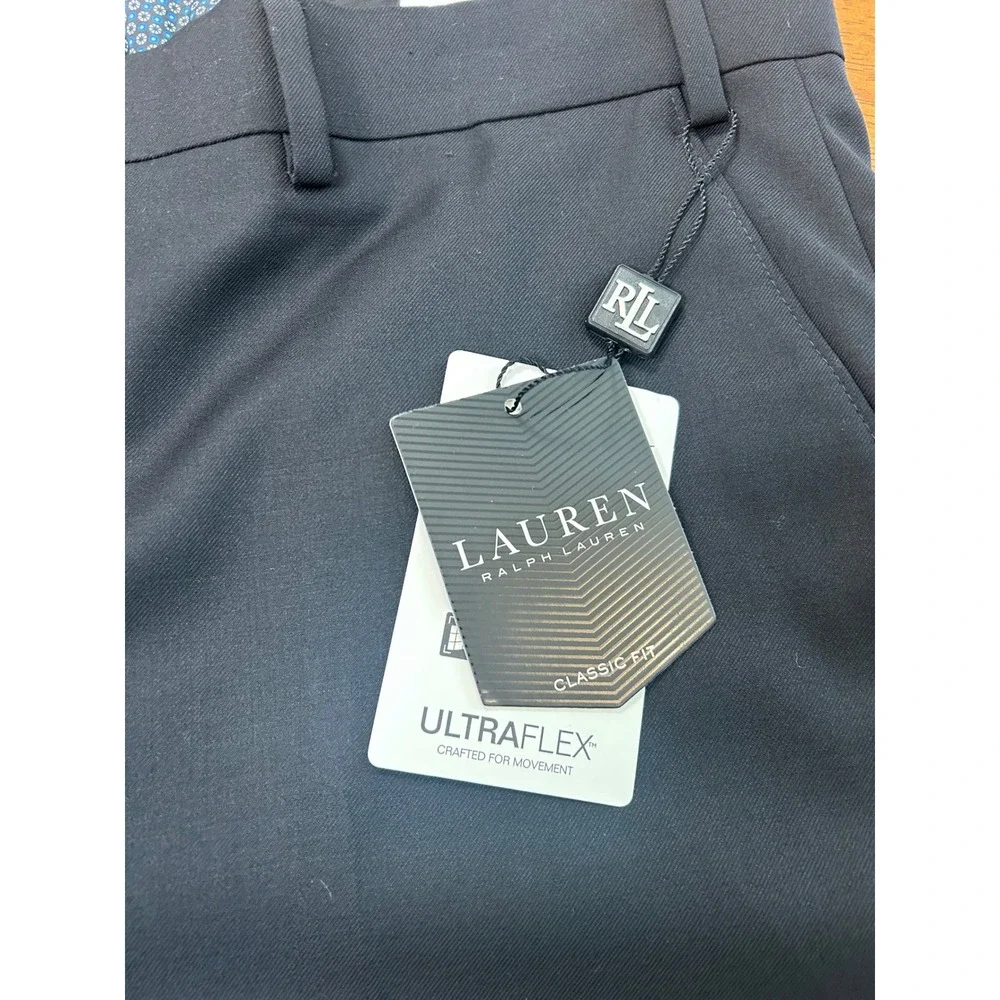 New Lauren Ralph Lauren Suit Trouser Mens 36x32 Black Ultraflex Edgewood